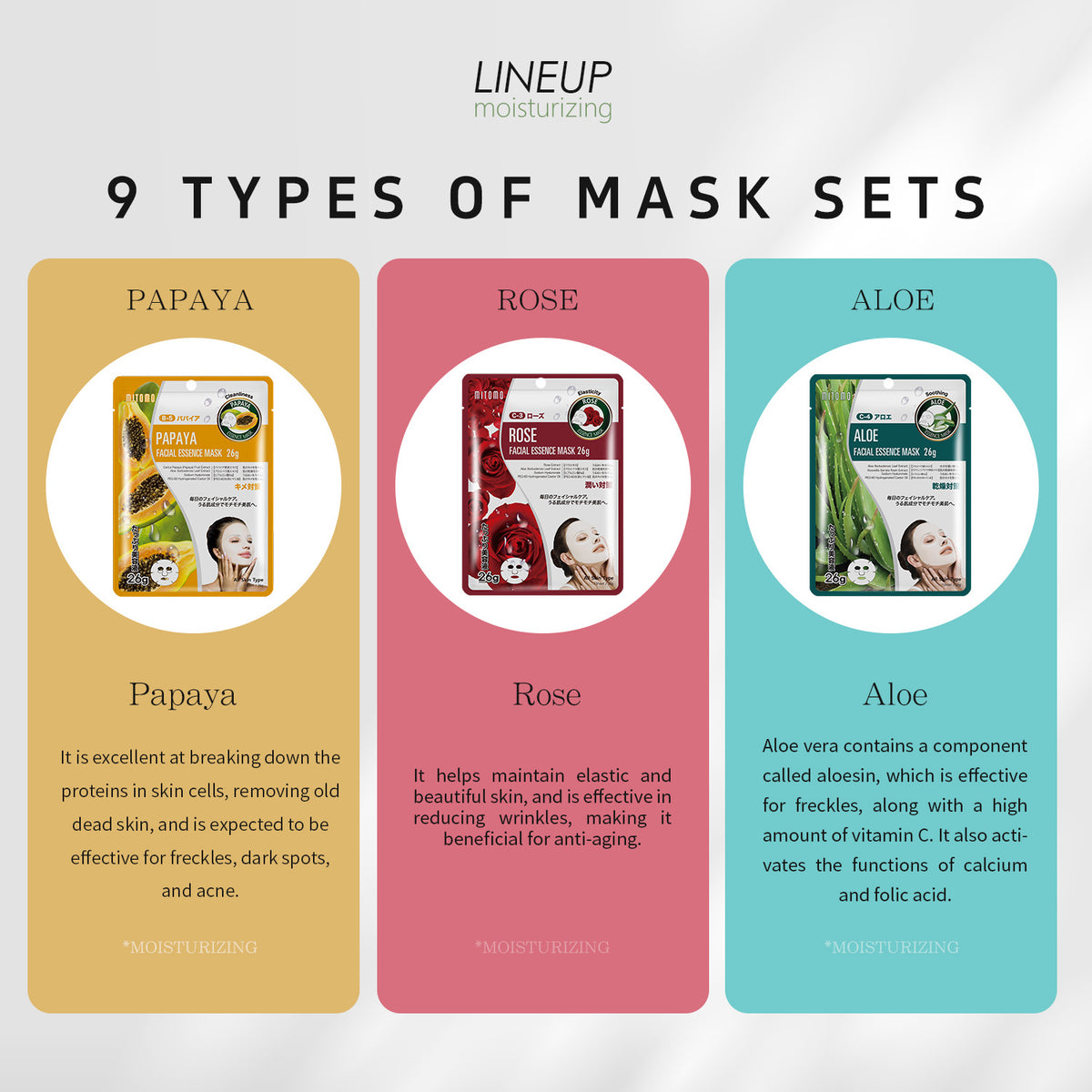 MITOMO 10-Piece Hydrating Facial Mask Set /Combo A-10 Set