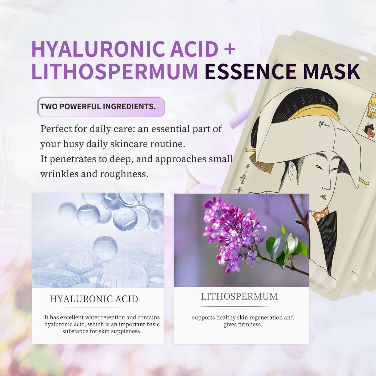 MITOMO HYALURONIC ACID + LITHOSPERMUM ESSENCE MASK /30 PCS