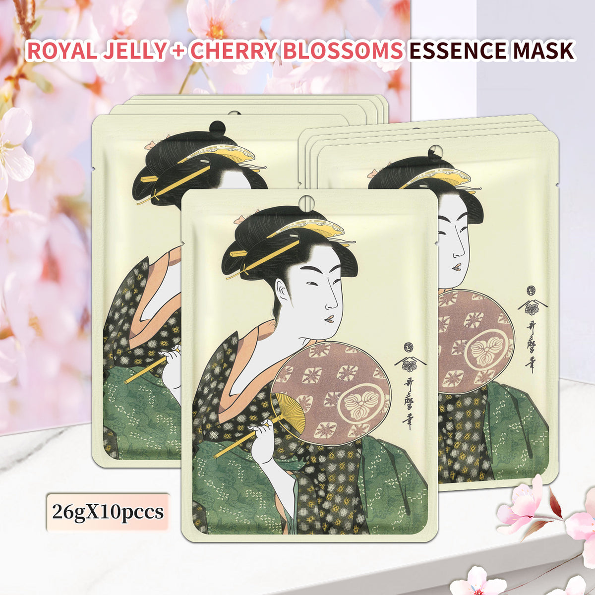 MITOMO ROYAL JELLY + CHERRY BLOSSOMS ESSENCE MASK [JPSS00604-A-1