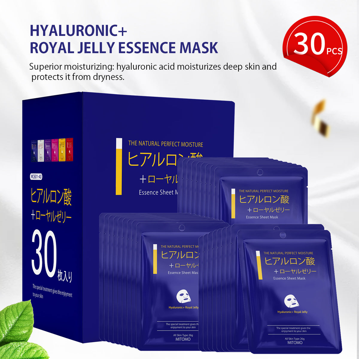 MITOMO HYALURONIC+ROYAL JELLY ESSENCE MASK-30 Sheets [MCSS00601-A