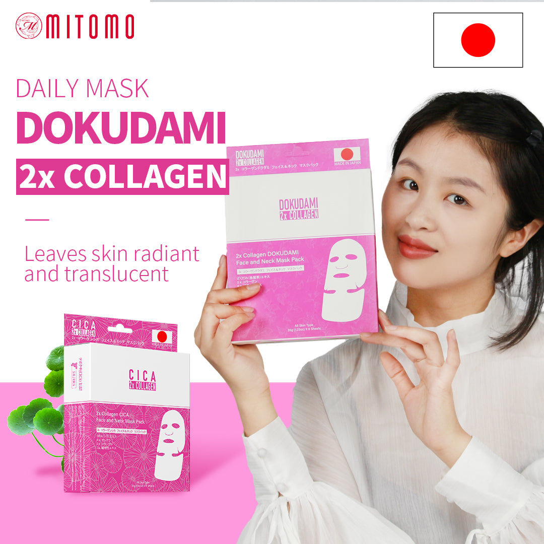 Herbal Collagen DOKUDAMI Face and Neck Mask Pack Mitomo