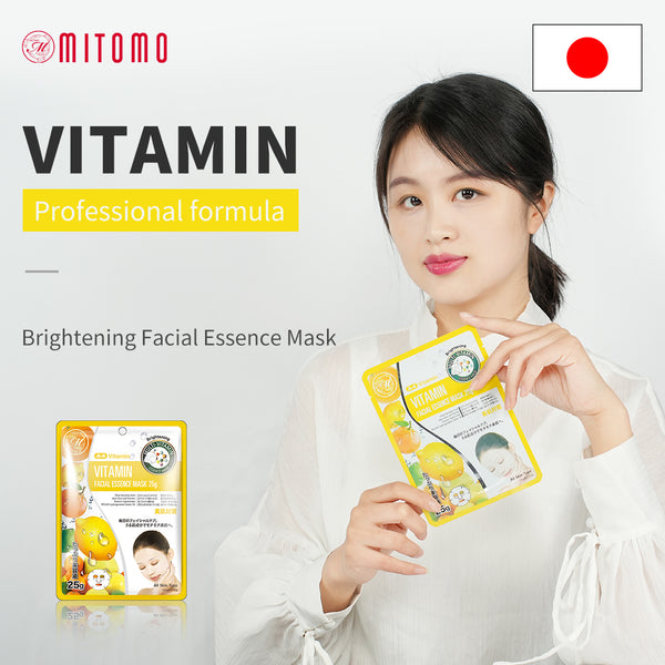 MITOMO Natural Vitamin Brightening Facial Essence Mask MT512-A-4 - Mitomo 
