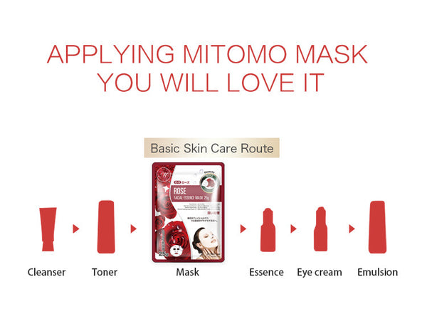MITOMO Natural Rose Soothing Facial Essence Mask MT512-C-3 - Mitomo 
