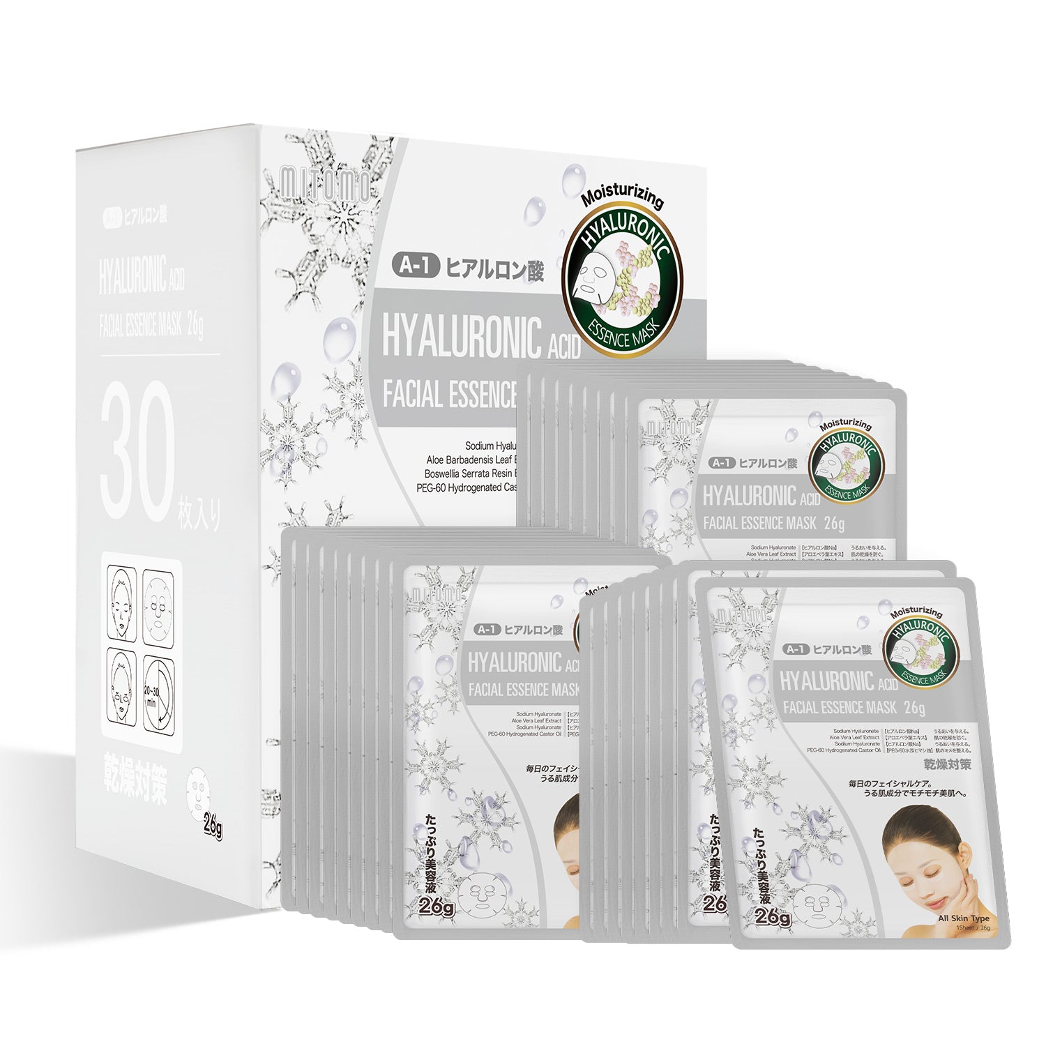 MITOMO Natural 512 Hyaluronic Acid Facial Essence Mask[MTSS00512-A-1Jx003]