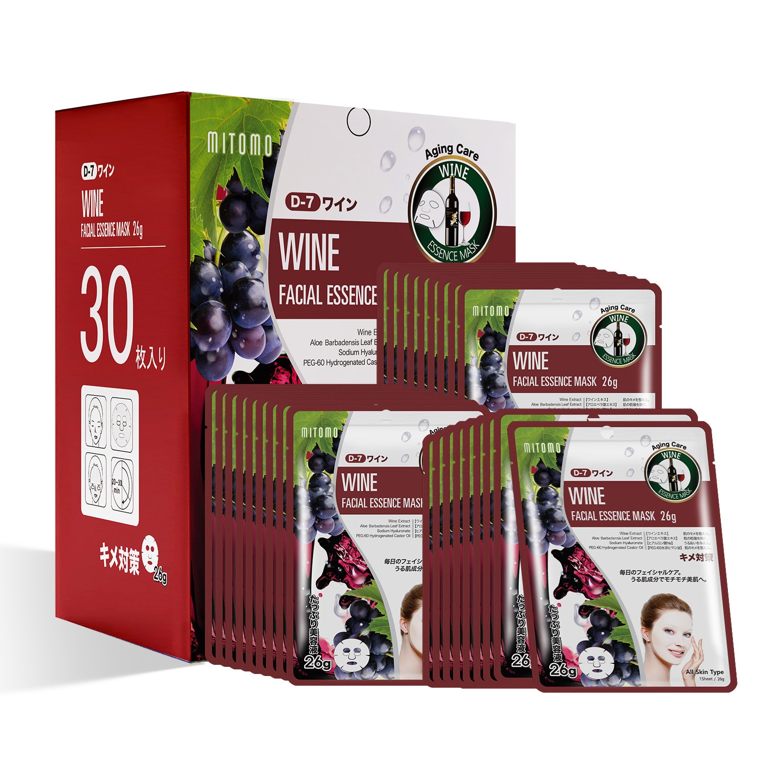MITOMO Natural 512 Wine Facial Essence Mask[MTSS00512-D-7Jx003]