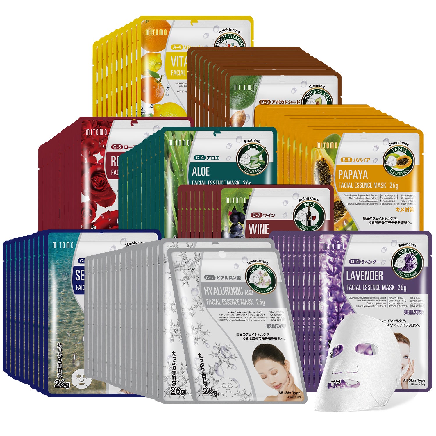 MITOMO Individual Moisturizing 100 Mask Set/Combo A-100 Set[PRSH0100-A]