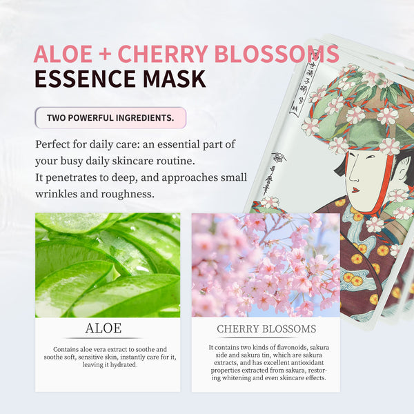 Mitomo Aloe + Cherry Blossom Facial Essence Mask [JPSS00604-A-2]