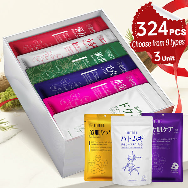 MITOMO A-Type Mask Set (3 × 36 sheets) Choose from 9 types, mix & match as you like! Made in Japan, skin-friendly quality you can trust.
