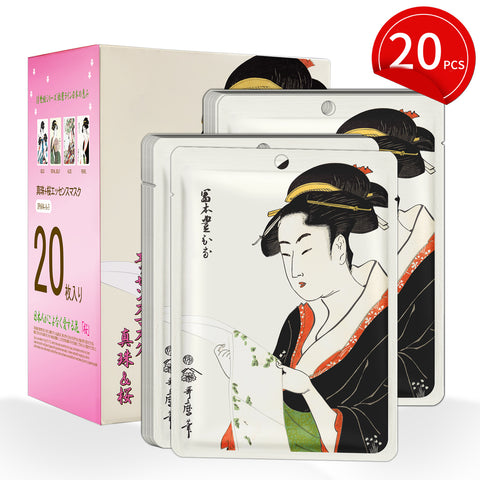 Mitomo Pearl + Cherry Blossom Facial Essence Mask | 20 Sheets | Brightening & Smoothing Care[JPSS00604-A-3x002]