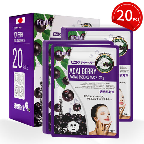MITOMO Natural 516 Acai Berry Facial Essence Mask : 20 Sheets [MTSS00516-B-4x002]