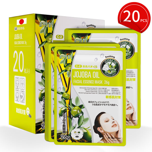 MITOMO Natural 516 Jojoba Oil Facial Essence Mask：20 Sheets [MTSS00516-C-2x002]
