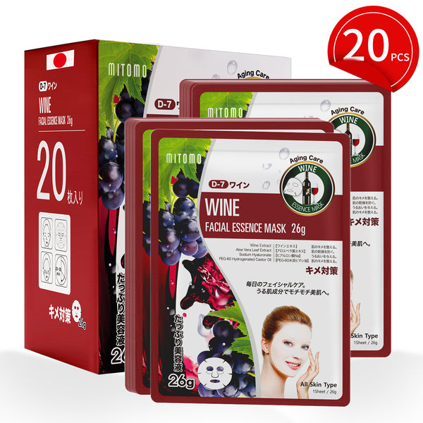 MITOMO Natural 516 Wine Facial Essence Mask：20 Sheets [MTSS00516-D-7x002]