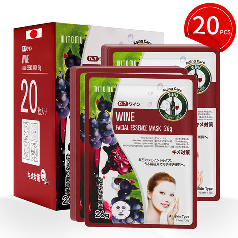 MITOMO Natural 516 Wine Facial Essence Mask：20 Sheets [MTSS00516-D-7x002]
