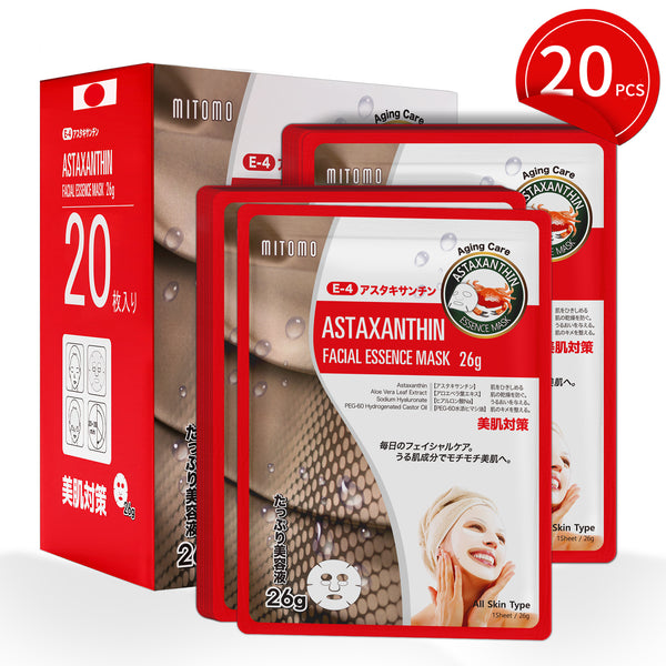 MITOMO Natural 516 Astaxanthin Facial Essence Mask: 20 Sheets [MTSS00516-E-4x002]