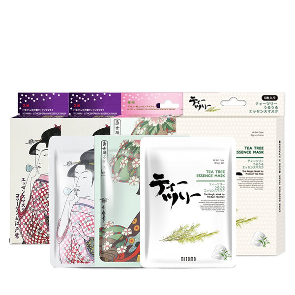 MITOMO Type 3 [JP UKIYOE trial set 36 sheets] Beautiful skin face mask - Made in Japan - Best gift to moisturize your skin. [TKJP00512-03-036]