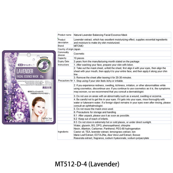 Mitomo Facial Hydration Skincare Beauty Face Mask Sheet bundles: 4 types 40 pcs [TKMT00562-03-040]