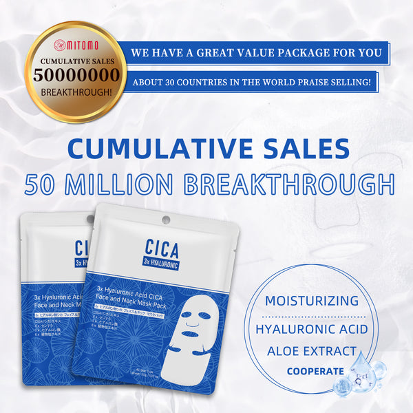 3x Hyaluronic Acid CICA Face and Neck Mask Pack [CC001-B-035] - Mitomo 