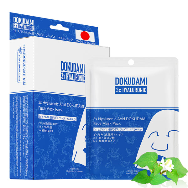 3x Hyaluronic Acid DOKUDAMI Face Mask Pack [DD001-B-027] - Mitomo 