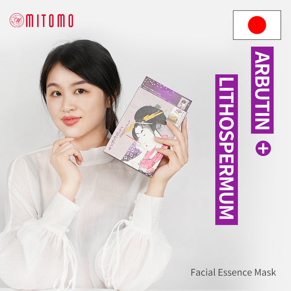Mitomo Arbutin + Lithospermum Facial Essence Mask JP002-A-0 - Mitomo 