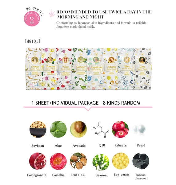 [LBPRMG030] MITOMO MG Lucky Box Skincare Beauty Face Mask Sheet set -Made in Japan- Type:12 SKU- 30 pcs - Mitomo 