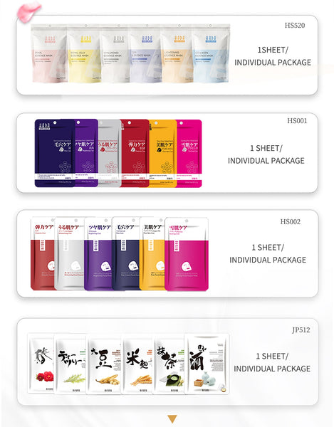 [LBPRHS030] MITOMO HS Lucky Box Skincare Beauty Face Mask Sheet set -Made in Japan- Type:12 SKU- 30 pcs - Mitomo 
