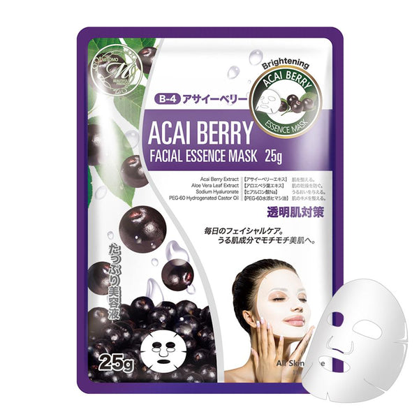 MITOMO Natural Acai Berry Brightening Facial Essence Mask MT512-B-4 - Mitomo 