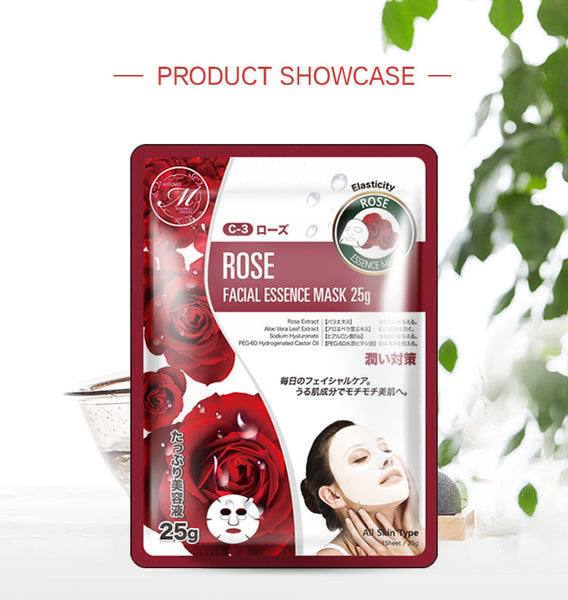 MITOMO Natural Rose Soothing Facial Essence Mask MT512-C-3 - Mitomo 