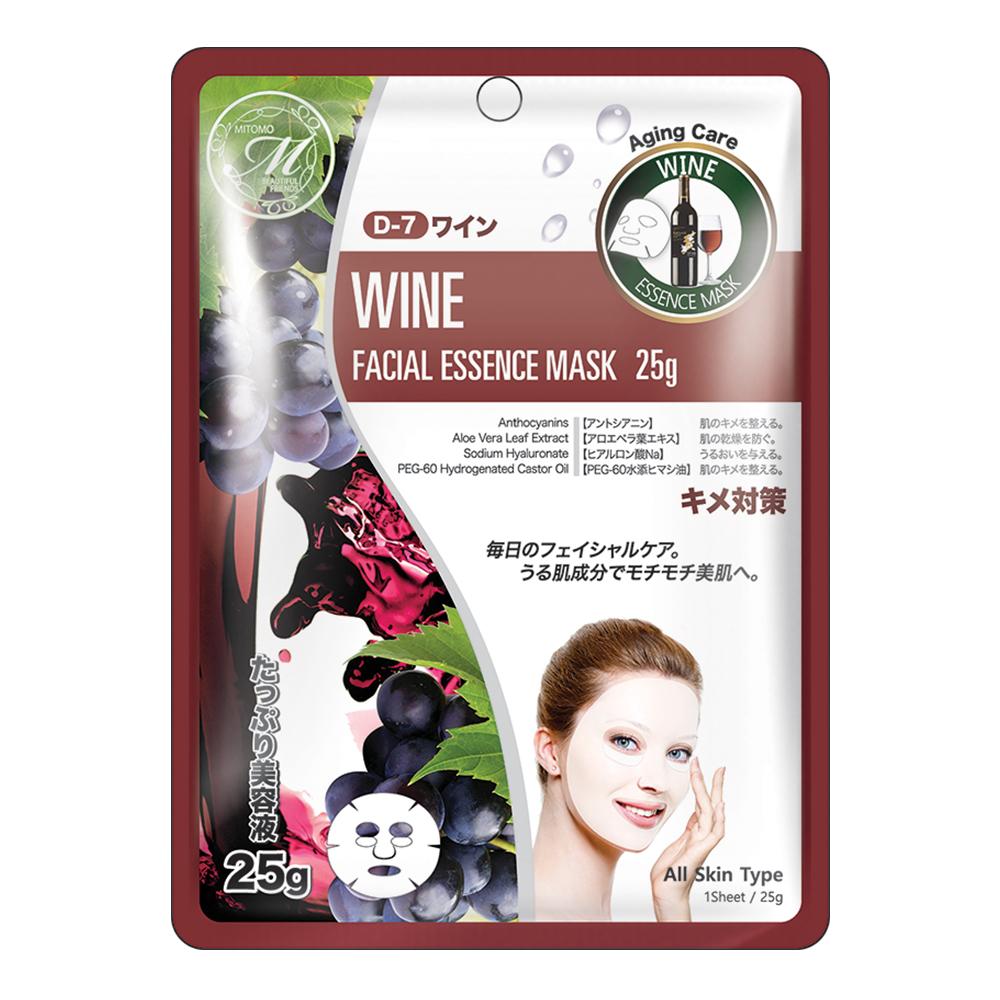 MITOMO Natural Wine Aging Care Facial Essence Mask MT512-D-7 - Mitomo 