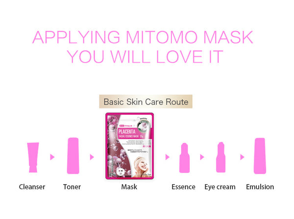 MITOMO Natural Placenta Elasticity Facial Essence Mask MT512-E-3 - Mitomo 
